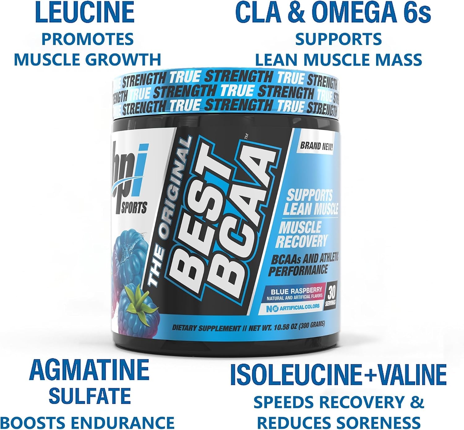 Best BCAA Powder - Muscle Recovery Support - Branched Chain Amino Acids | Building Blocks of Protein and Muscle - Post Workout Recovery – Hydration - Blue Raspberry, 30 Servings