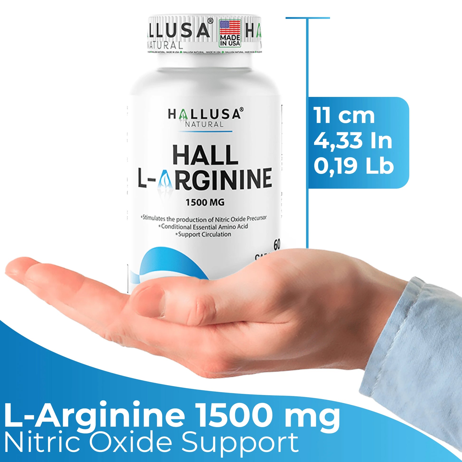L-Arginine Nitric Oxide Supplement for Heart & Athletic Health 60 Capsules