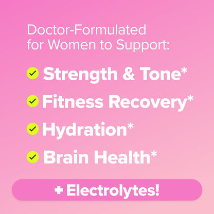 FLO Women’S Creatine + Electrolytes Drink Mix – Daily Support for Women’S Strength & Tone, Fitness Recovery, and Brain Health – with Creatine Monohydrate and Electrolytes – 30 Servings