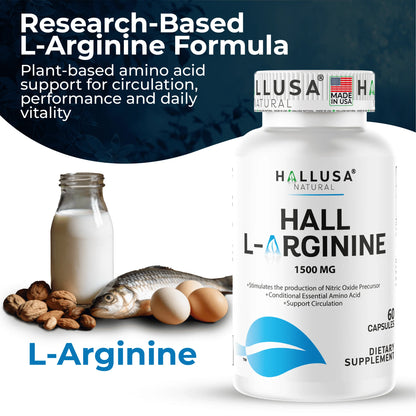 L-Arginine Nitric Oxide Supplement for Heart & Athletic Health 60 Capsules