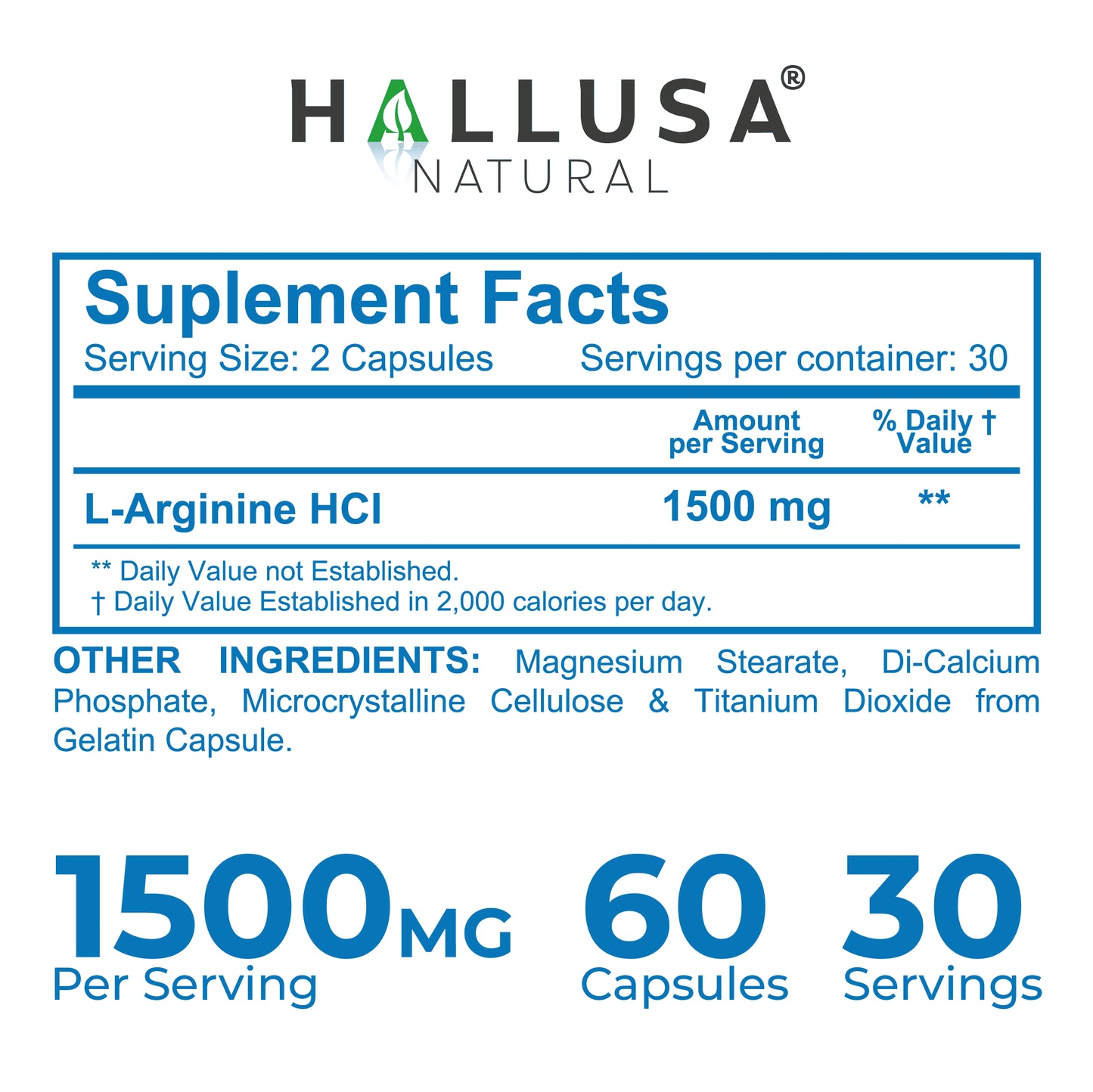 L-Arginine Nitric Oxide Supplement for Heart & Athletic Health 60 Capsules