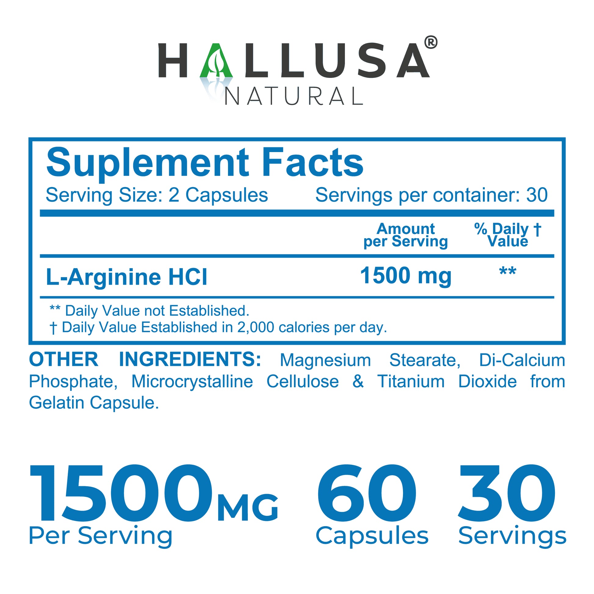 L-Arginine Nitric Oxide Supplement for Heart & Athletic Health 60 Capsules