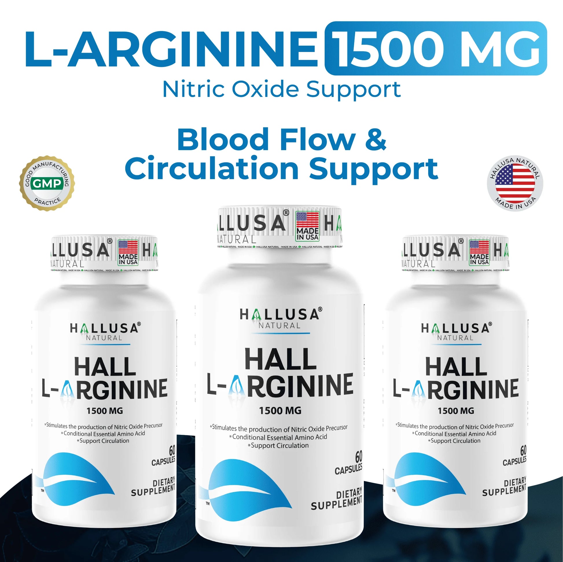 L-Arginine Nitric Oxide Supplement for Heart & Athletic Health 60 Capsules