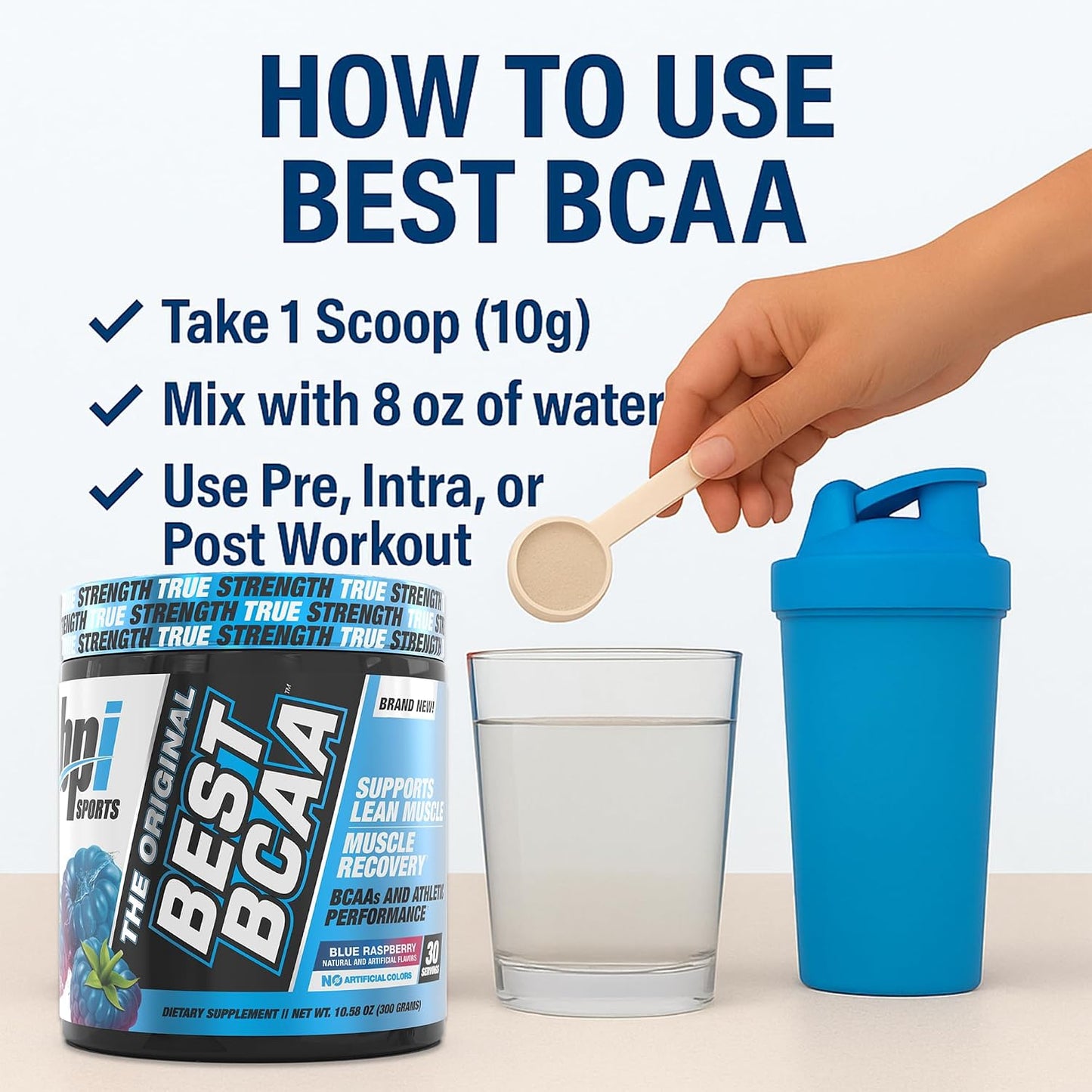 Best BCAA Powder - Muscle Recovery Support - Branched Chain Amino Acids | Building Blocks of Protein and Muscle - Post Workout Recovery – Hydration - Blue Raspberry, 30 Servings