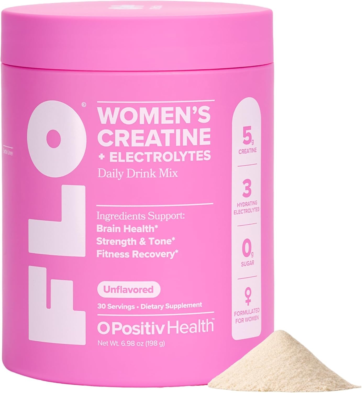 FLO Women’S Creatine + Electrolytes Drink Mix – Daily Support for Women’S Strength & Tone, Fitness Recovery, and Brain Health – with Creatine Monohydrate and Electrolytes – 30 Servings
