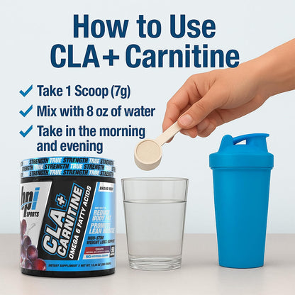 Cla+Carnitine – CLA L Carnitine & Linoleic Acid – L Carnitine Supplement for Weight Loss, Metabolism & Lean Muscle – Caffeine Free – Grape – 50 Servings – 12.34 Oz