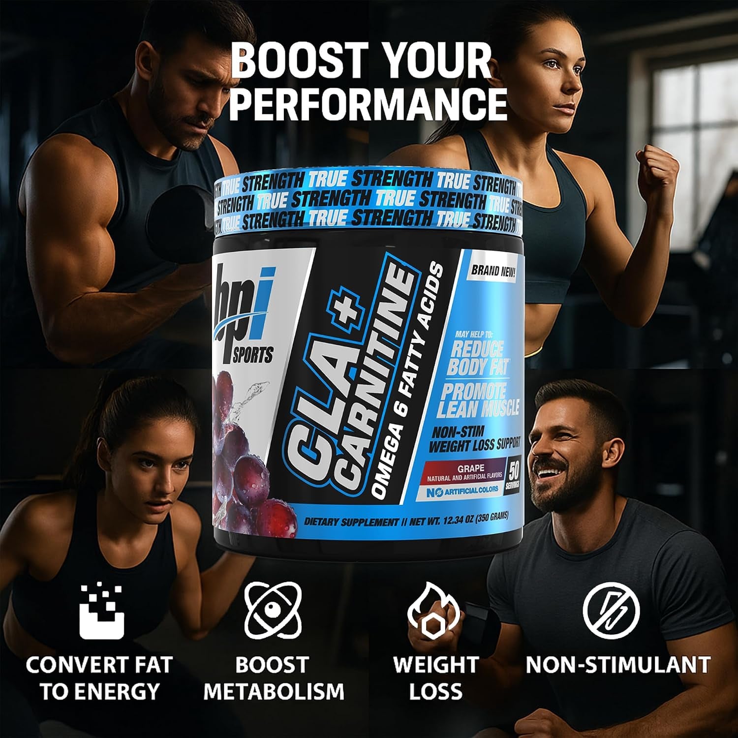 Cla+Carnitine – CLA L Carnitine & Linoleic Acid – L Carnitine Supplement for Weight Loss, Metabolism & Lean Muscle – Caffeine Free – Grape – 50 Servings – 12.34 Oz
