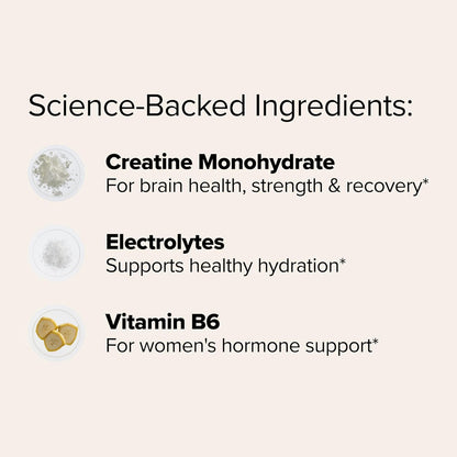 FLO Women’S Creatine + Electrolytes Drink Mix – Daily Support for Women’S Strength & Tone, Fitness Recovery, and Brain Health – with Creatine Monohydrate and Electrolytes – 30 Servings
