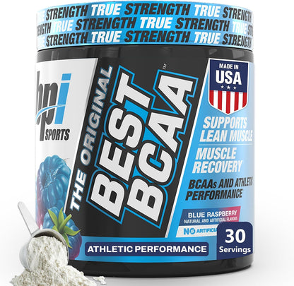 Best BCAA Powder - Muscle Recovery Support - Branched Chain Amino Acids | Building Blocks of Protein and Muscle - Post Workout Recovery – Hydration - Blue Raspberry, 30 Servings