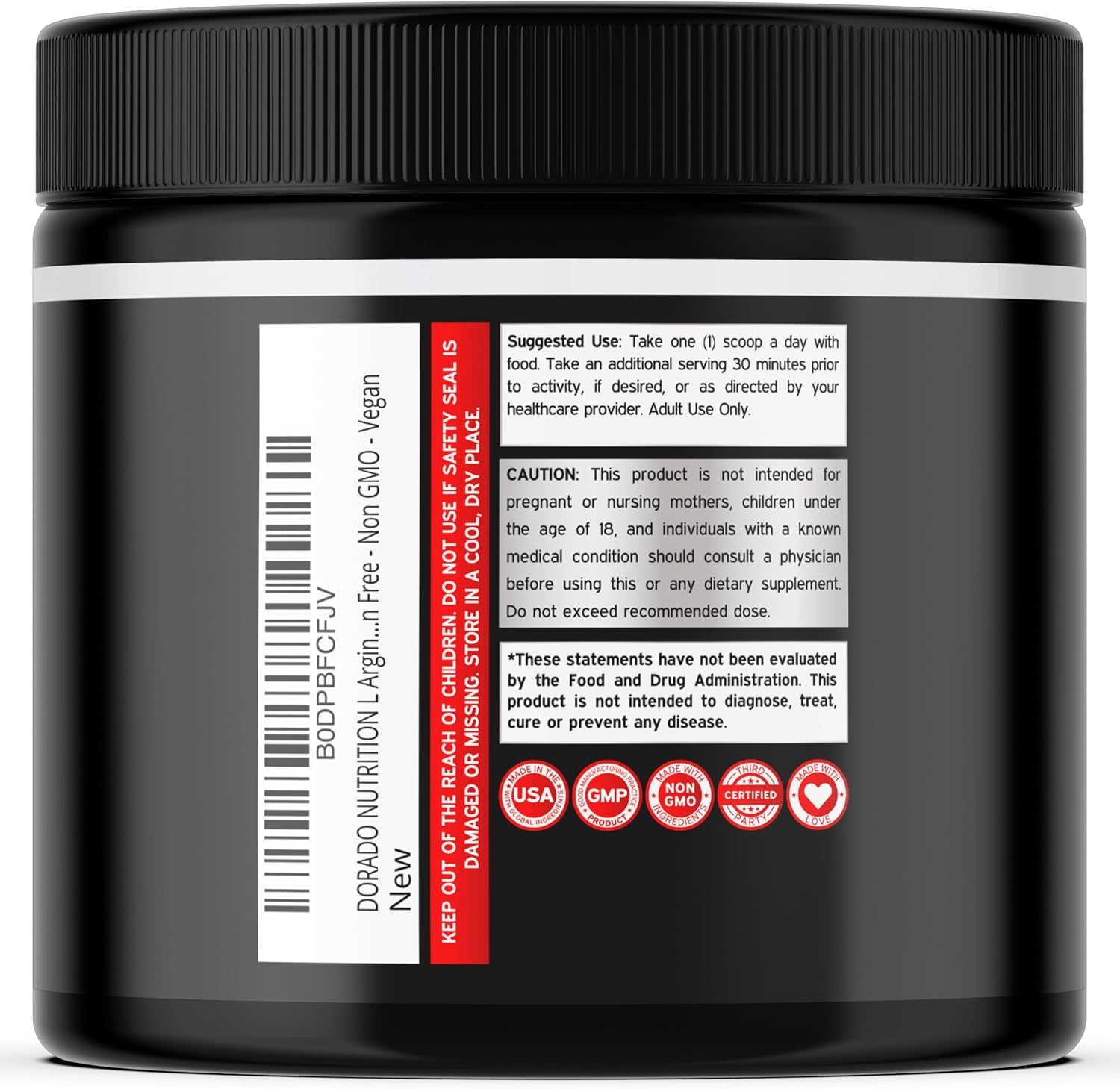 L Arginine L Citrulline Supplement Powder (3G) Nitric Oxide Booster Powder - L-Citrulline Supplements for Men & Women - Stamina, Performance & Endurance for Workouts - Vegan Safe & USA Made
