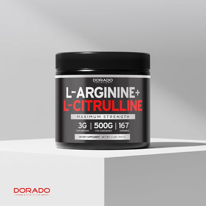 L Arginine L Citrulline Supplement Powder (3G) Nitric Oxide Booster Powder - L-Citrulline Supplements for Men & Women - Stamina, Performance & Endurance for Workouts - Vegan Safe & USA Made