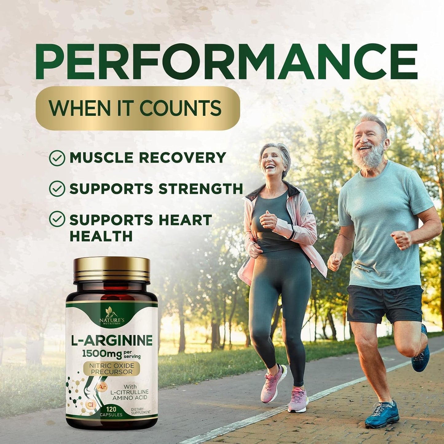 L-Arginine Extra Strength Supplement with L-Citrulline - Muscle Supporting Natural Nitric Oxide Precursor Booster - Heart Health Support - Amino Acid Energy Blend for Men, USA Bottled - 120 Capsules